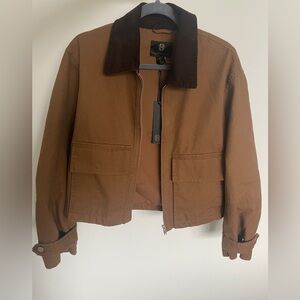 NWT- House of Harlow 1960 brown jacket with brown corduroy collar- size small